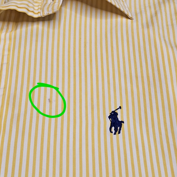 Ralph Lauren Dress Shirt Classic Fit Medium Yellow & White Stripes - Picture 10 of 16